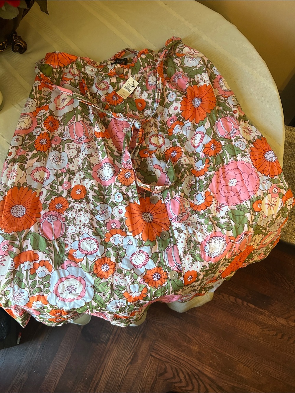 New-Talbots Floral Circle Skirt - Pink & Orange